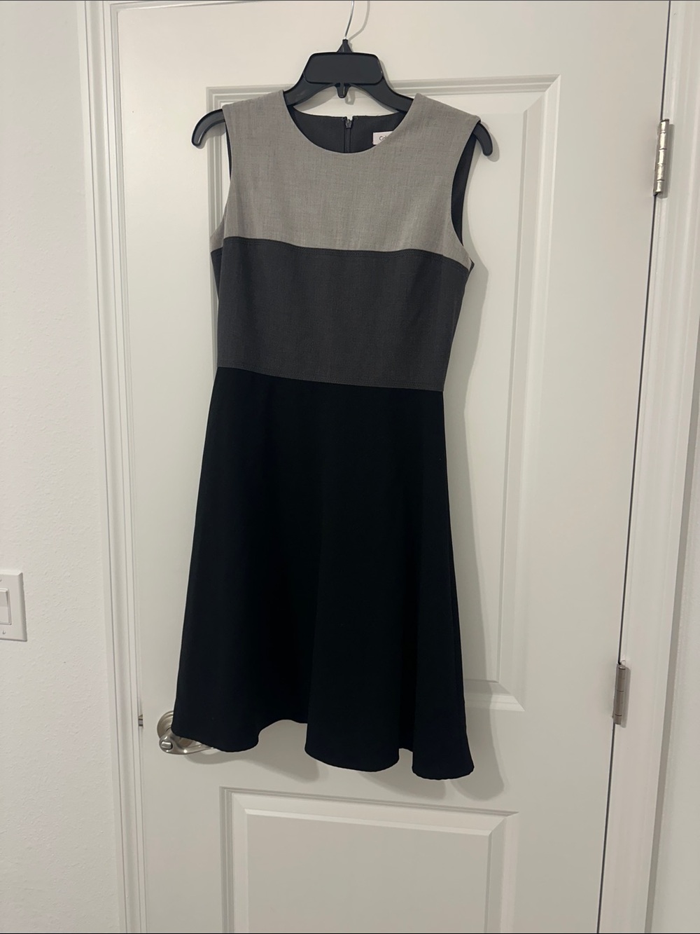 Calvin Klein Gray and Black Colorblock Midi Dress